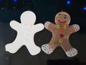 Gingerbread Man Hanging Tree Decoration - Christmas Pottery Painting in Devon